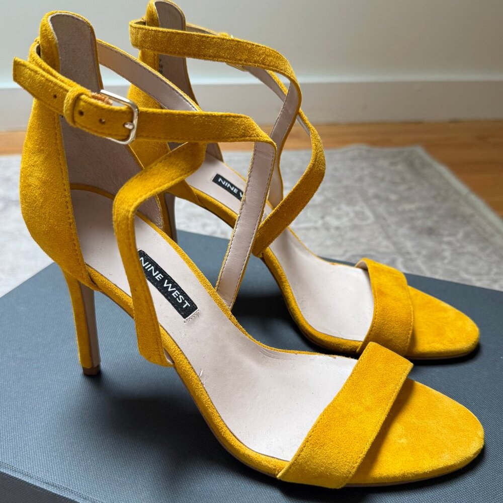 NWOT - Nine West Yellow Suede Strappy Heels – Perfect for Summer - Picture 2 of 7